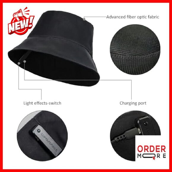 USB Rechargeable LED Bucket Hat Light Up Festival Gear 7 Colors main image 5